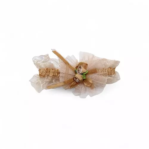 Delicate Brown Lace & Tulle Baby Girl Headband - Newborn to Toddler