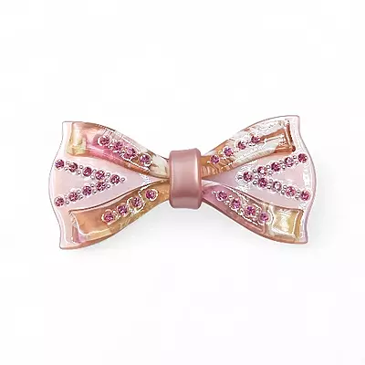 Elegant Blush Pink Ribbon Hair Barrette Clip for Women