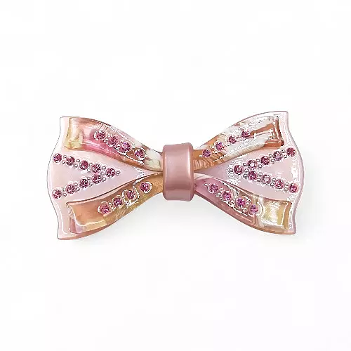 Elegant Blush Pink Ribbon Hair Barrette Clip for Women