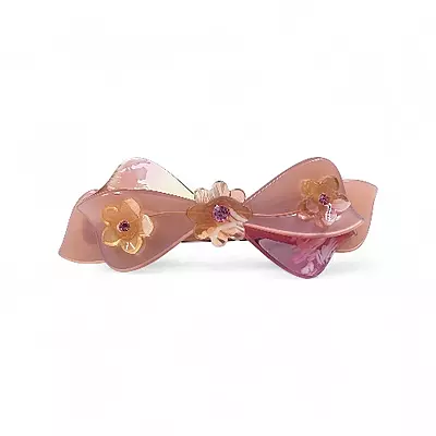 Elegant Blush Pink Bow Hair Barrette Clip for Women