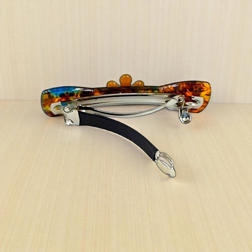 Acetate Hair Barrette with Floral Accent