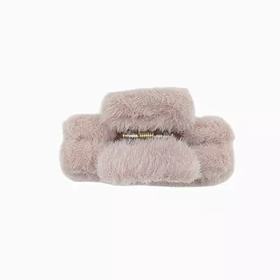 Plush Faux Fur Hair Claw Clip - Vibrant Dusty Rose Hair Clamp