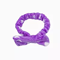 Lavender Plush Polka Dot Spa Headband | Soft Makeup & Skincare Band