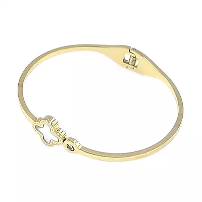 White Clover Anti-Tarnish Gold Bangle - Stainless Steel