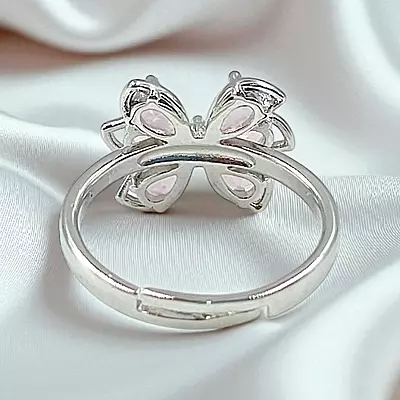 Elegant Butterfly Ring | Adjustable Silver-Plated Statement Jewelry