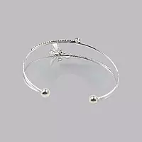 Elegant White Dragonfly Gold-Plated Double Cuff Bracelet with Zircon Stones