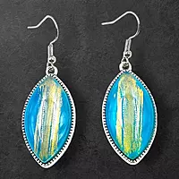 Protective Evil Eye Pendant Teal Necklace - Dichroic Glass Good Luck Charm