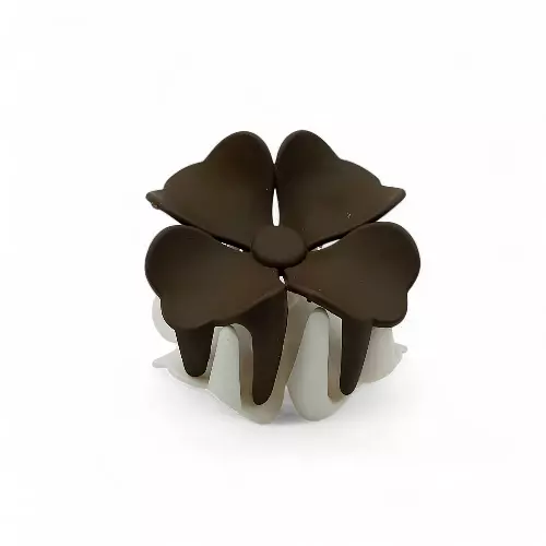 Chocolate Brown and Cream Two-Toned Flower Hair Claw Clip - Matte Finish Hair Accessory