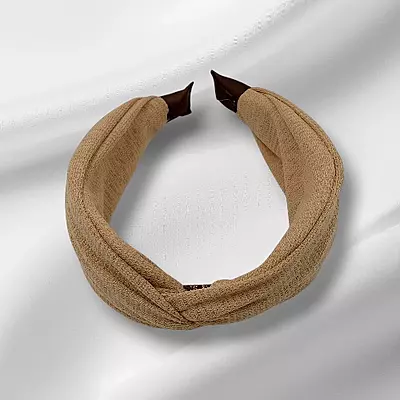 Chic Camel Knotted Headband - Textured Fabric Hair Accessory