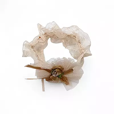Delicate Brown Lace & Tulle Baby Girl Headband - Newborn to Toddler