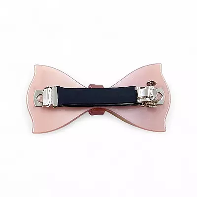 Elegant Blush Pink Ribbon Hair Barrette Clip for Women