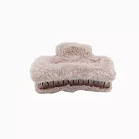 Plush Faux Fur Hair Claw Clip - Vibrant Dusty Rose Hair Clamp