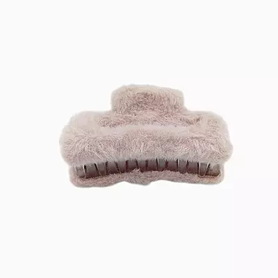 Plush Faux Fur Hair Claw Clip - Vibrant Dusty Rose Hair Clamp