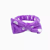Lavender Plush Polka Dot Spa Headband | Soft Makeup & Skincare Band