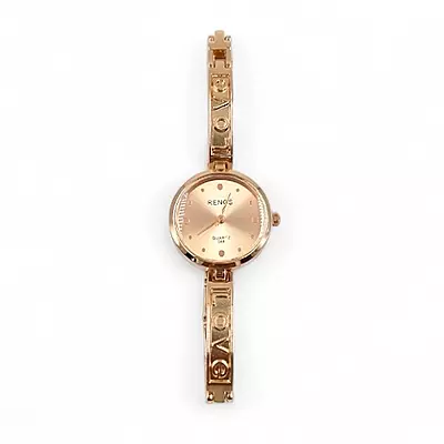 RENOS Rose Gold Watch and Crystal Heart Bangle Gift Set