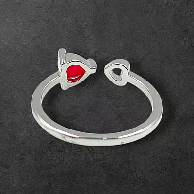 Heart Gemstone Adjustable Ring | Silver-Plated Statement Jewelry