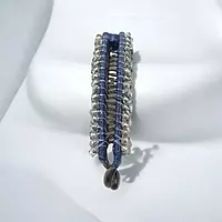 Elegant Grey Beaded Flexible Banana Hair Clip - Stylish Ponytail Holder
