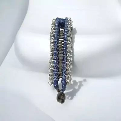 Elegant Grey Beaded Flexible Banana Hair Clip - Stylish Ponytail Holder