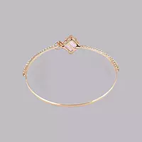 Pink Square Stone & Diamond Studded Gold-Toned Bangle Bracelet | Adjustable Fashion Jewelry