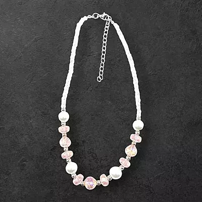 Pink Bead & Pearl Necklace and Earring Set | Elegant Fashion Jewelry