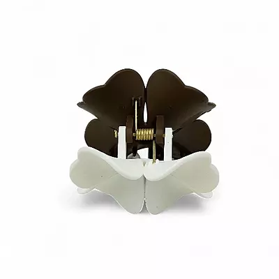 Chocolate Brown and Cream Two-Toned Flower Hair Claw Clip - Matte Finish Hair Accessory