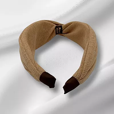 Chic Camel Knotted Headband - Textured Fabric Hair Accessory