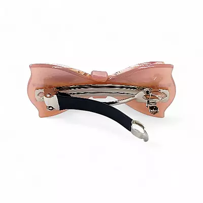 Elegant Blush Pink Ribbon Hair Barrette Clip for Women