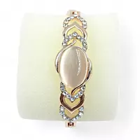 RENOS Rose Gold Watch and Crystal Heart Bangle Gift Set