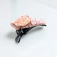Chic Stripe Hair Claw Clip with Beaded Embellishments