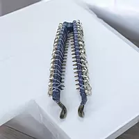Elegant Grey Beaded Flexible Banana Hair Clip - Stylish Ponytail Holder