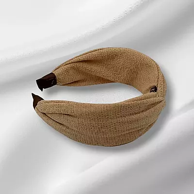 Chic Camel Knotted Headband - Textured Fabric Hair Accessory