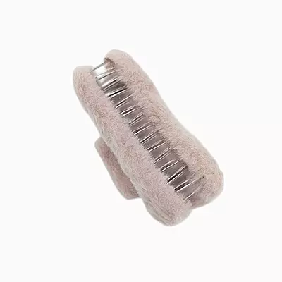 Plush Faux Fur Hair Claw Clip - Vibrant Dusty Rose Hair Clamp