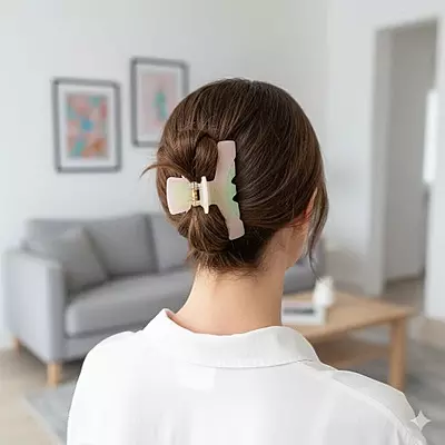 Pastel Pink & Mint Green Swirl Claw Clip | Large Glitter Hair Clip for Thick Hair