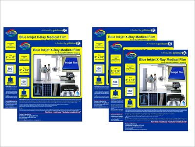 8" x 10" Inkjet Medical Blue Film for X Ray imaging/Waterproof Film/SIZE: 203mm x 254mm (8 inch X 10 inch) X 100 Sheet Pack of 280 GSM / 210 Micron 5 packets combo 8" x 10" Inkjet Medical Blue Film for X Ray imaging/Waterproof Film/SIZE: 203mm x 254mm (8 inch X 10 inch) X 100 Sheet Pack of 280 GSM / 210 Micron 5 packets combo