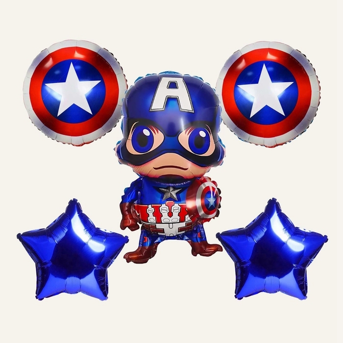 5 PC Captain America Theme Foil Balloon