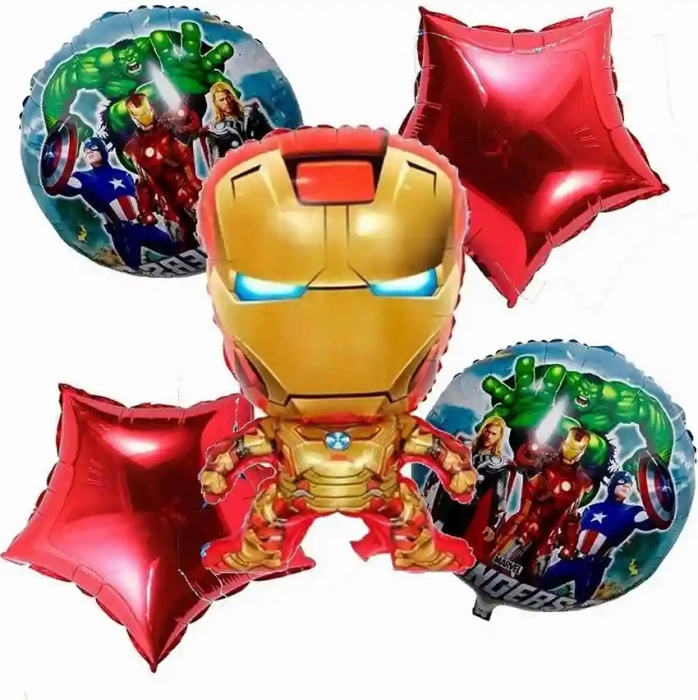 5 PC Ironman Theme Foil Balloon