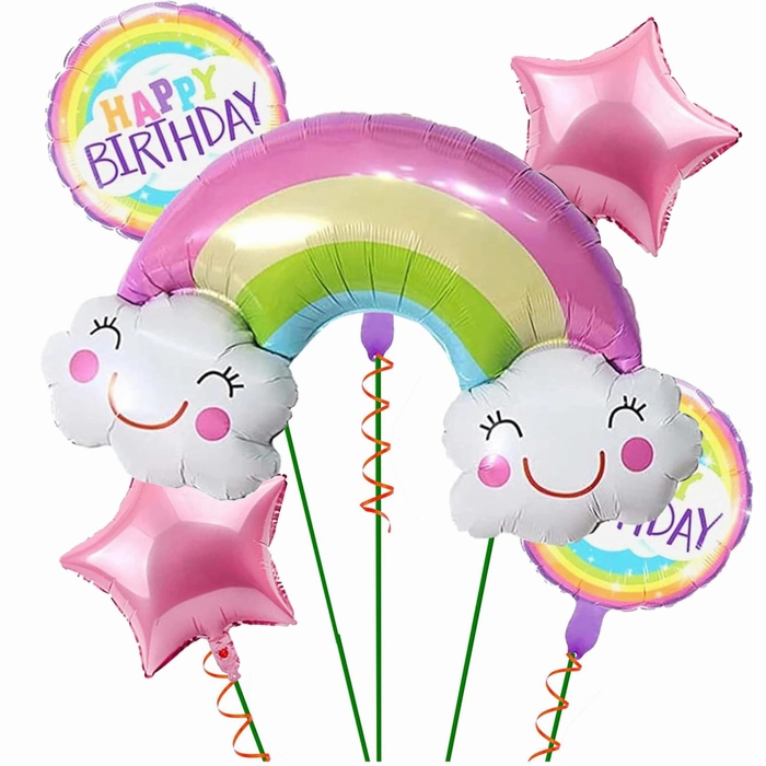 5 PC Rainbow Theme Foil Balloon