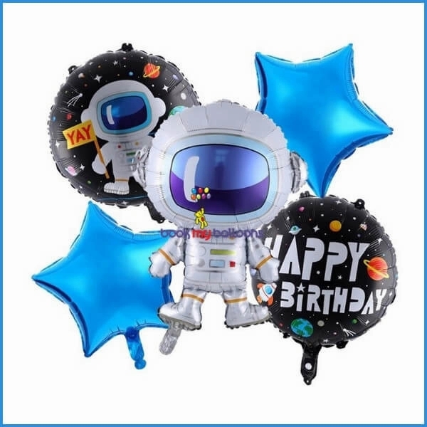 5 PC Space Theme Foil Balloon