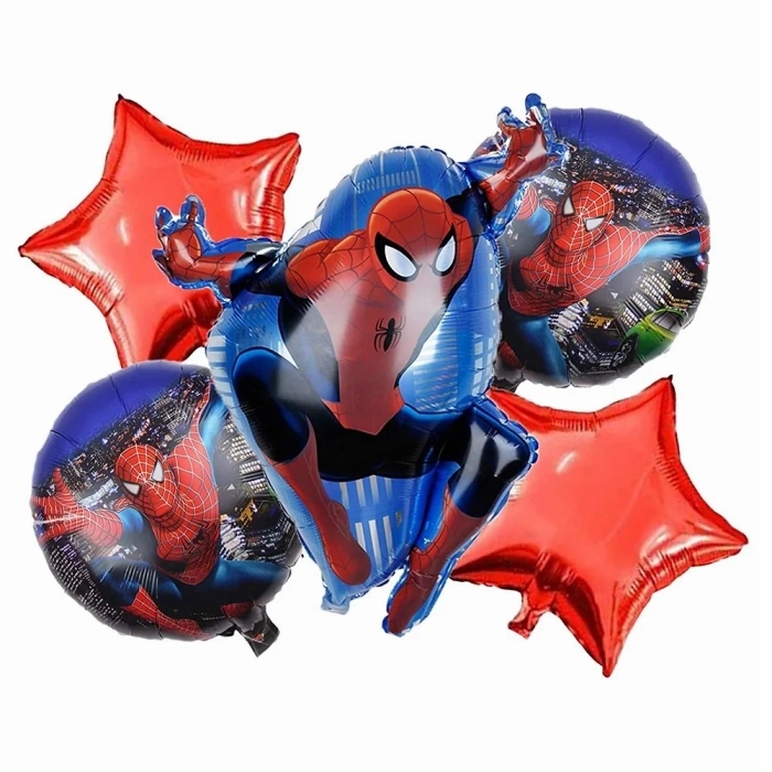 5 PC Spiderman Theme Foil Balloon