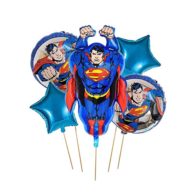 5 PC Superman Theme Foil Balloon