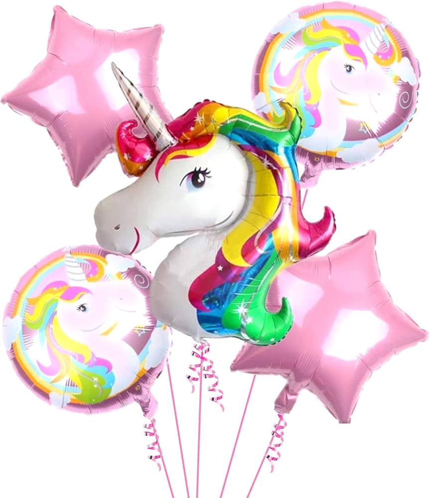 5 PC Unicorn Theme Foil Balloon