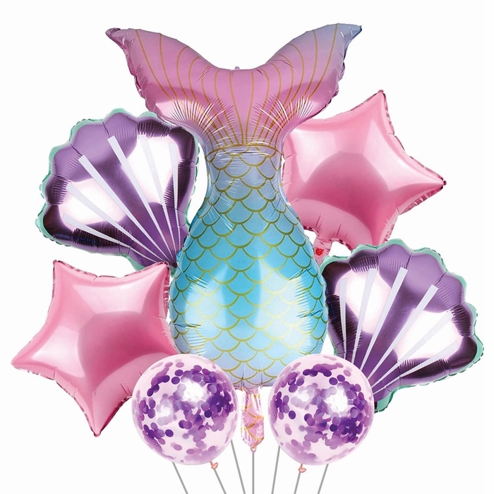 5 Pc Mermaid Foil Balloon