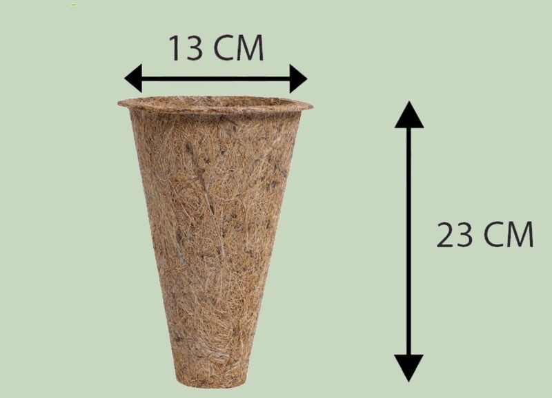 Coco Conical Liner with Metal Hanger | 5 Inch Coir Hanging Planter | Total Height 85 cm