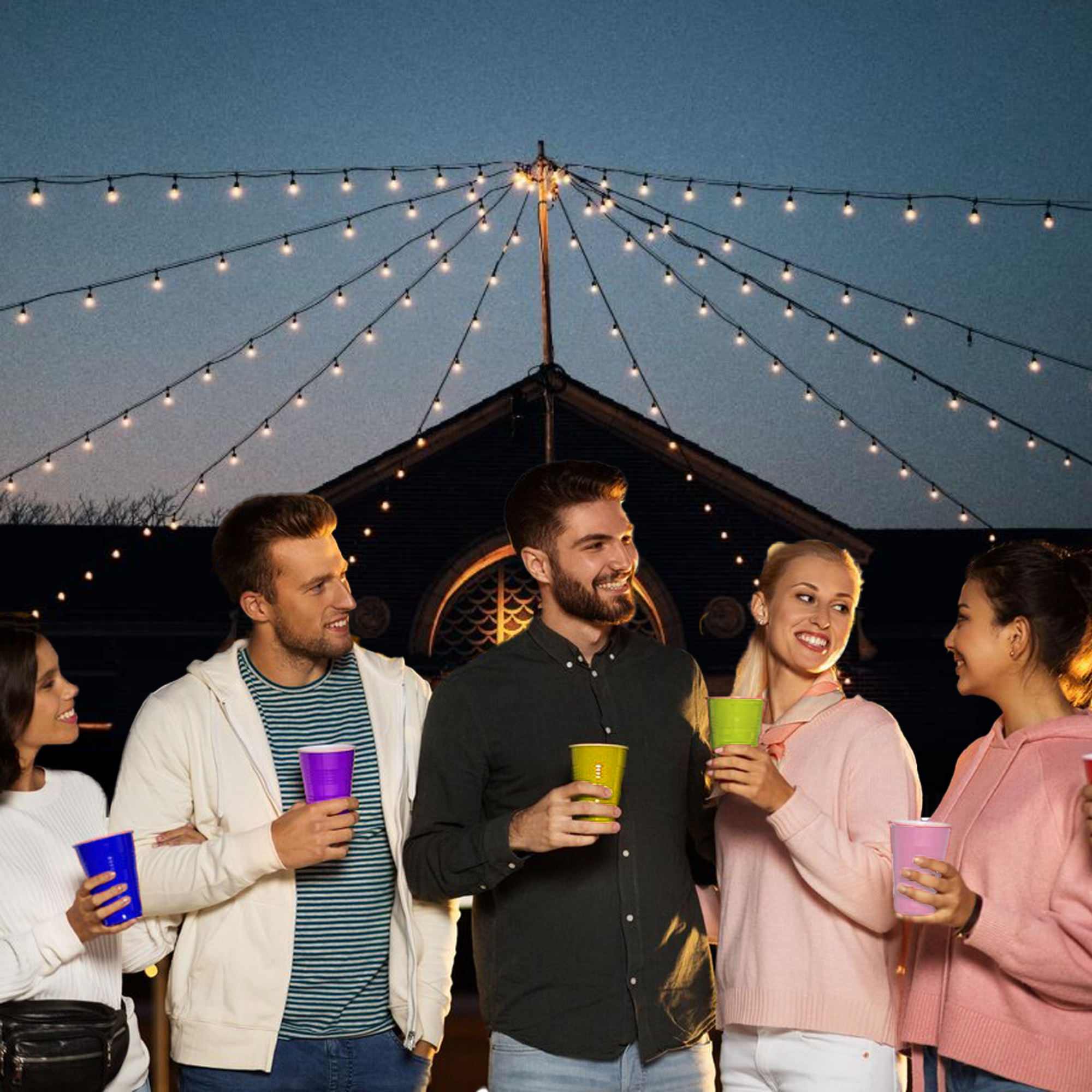 Multicolor Pong Glasses Set of 50-450ml | Reusable Beer Pong Drinking Cups | Party Glasses for Christmas New Year  Bachelor Wedding Retirement Parties & Games - 10 pcs Each Color