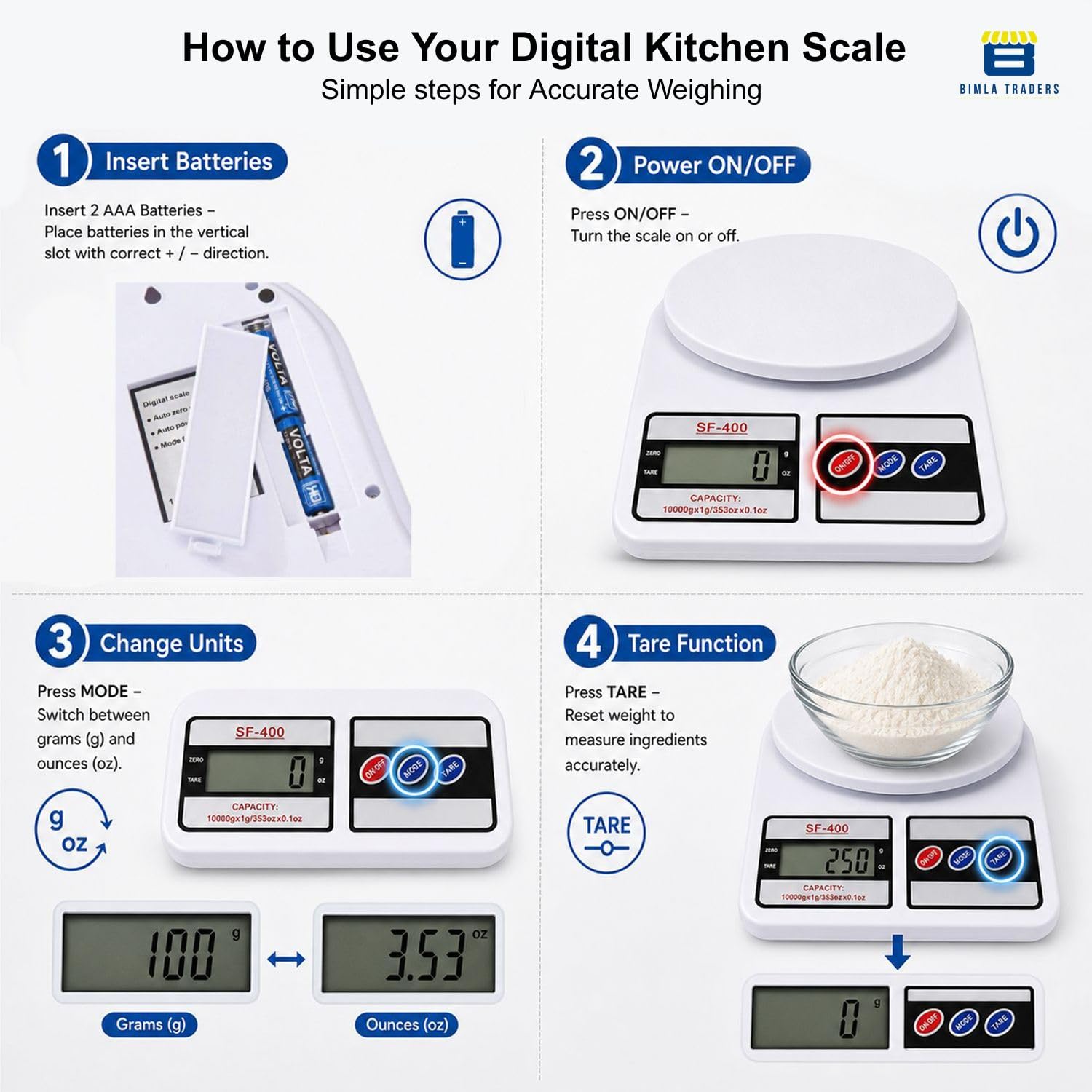 Digital Kitchen Weighing Scale SF400