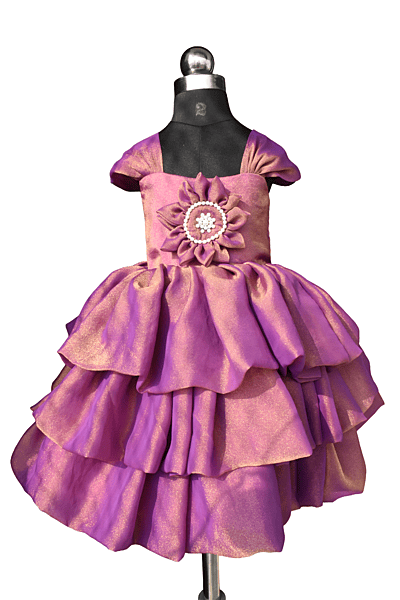 Purple Shimmer Layered Ruffle Gown