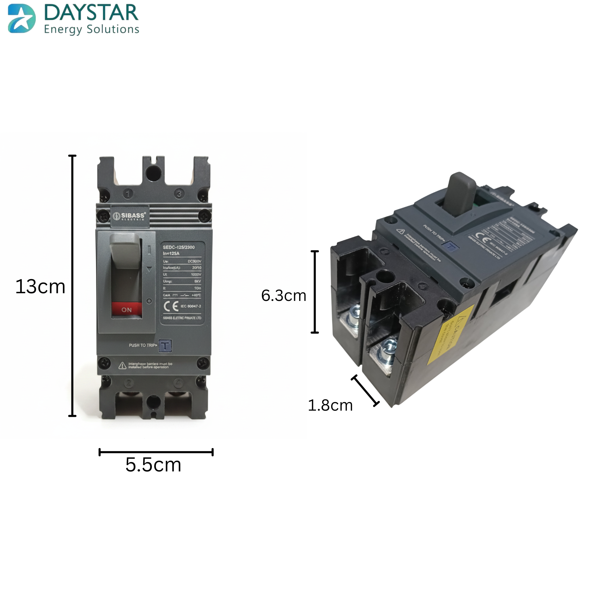 DC MCCB 125A 2-Pole  – Circuit Breaker for DC Protection-High current DC appliances