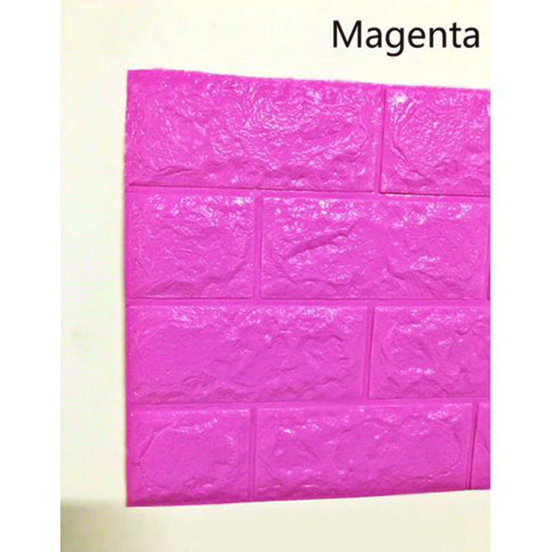 3D Self Adhesive Brick Wall Sticker Magenta