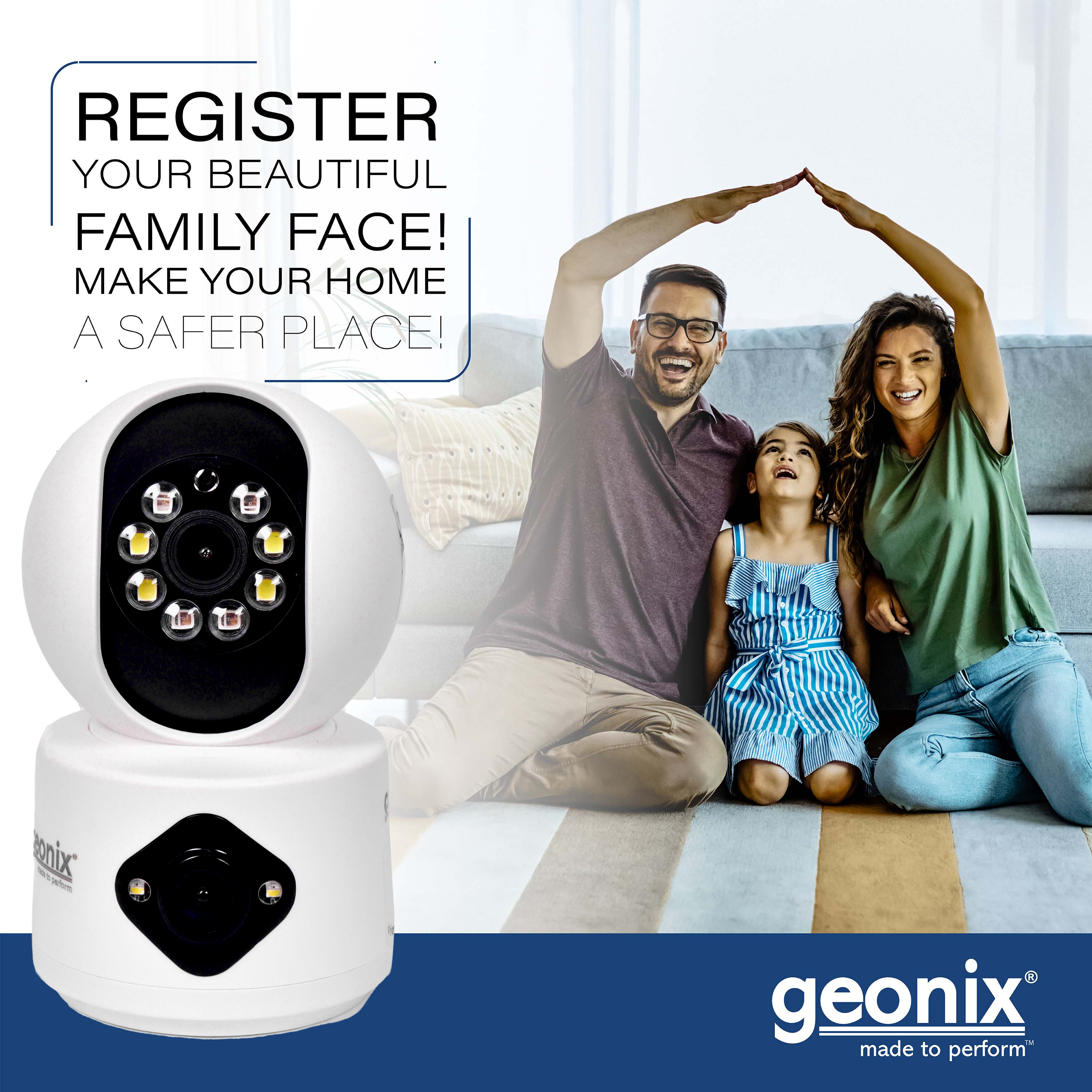 Geonix 2MP+2MP Wi-Fi Night Vision Smart Security Camera, White, 1 Year Warranty