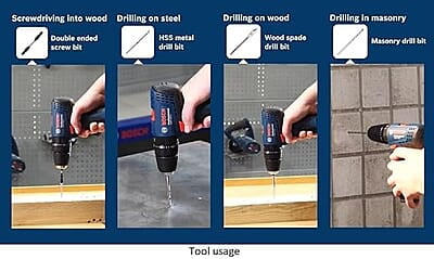 Bosch Professional GSB 120-LI Cordless Impact Drill Driver, 12V, 10 mm Chuck, 2 x GBA 12V 2.0Ah Battery, 1 x GAL 12V-20 Charger & 23 Pcs Accessories Set